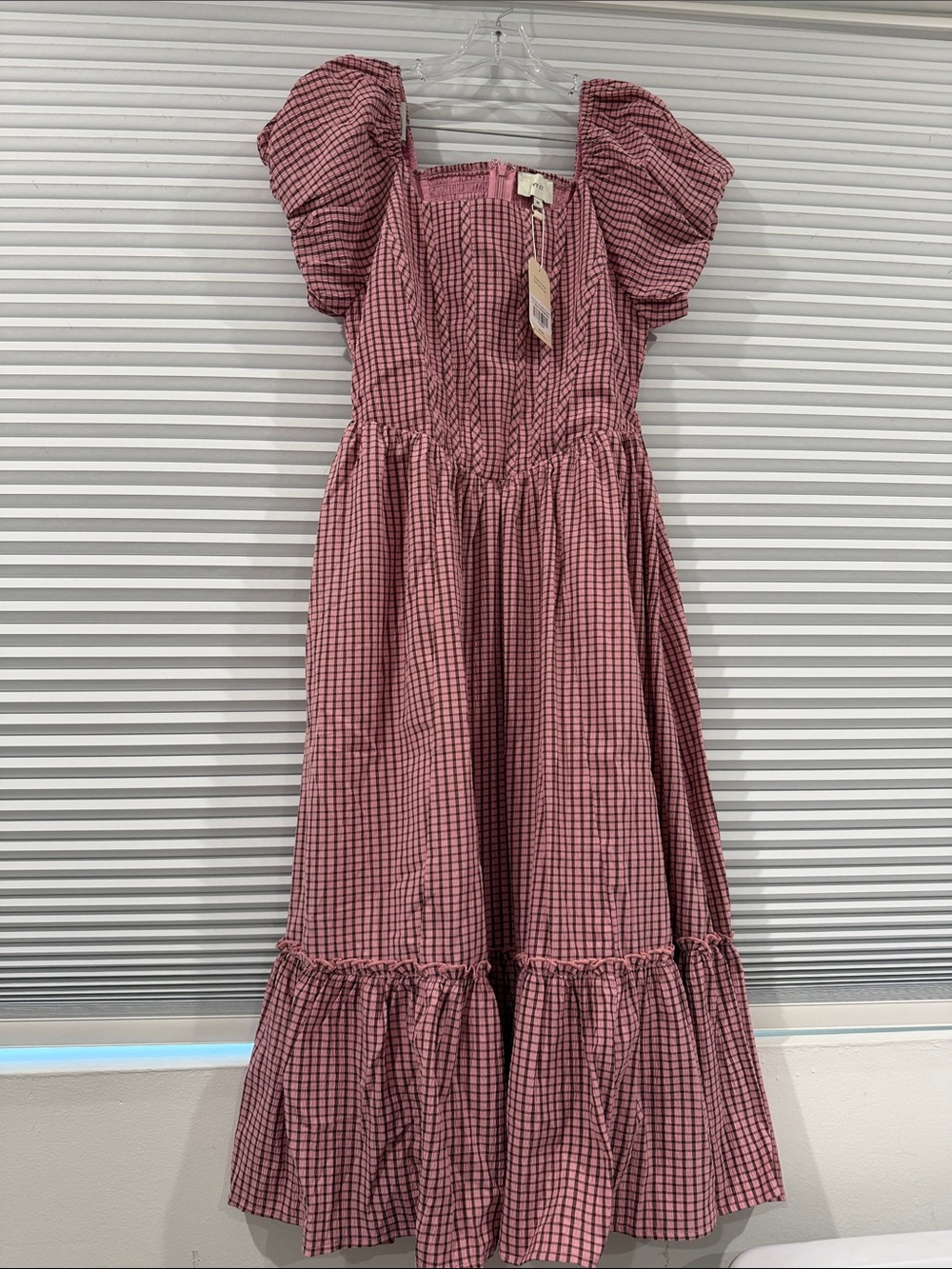 IVY CITY Monica dress in pink & brown Gingham M